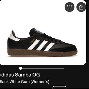 Adidas WOMENS 6.5 Samba OG Black and White with Gum Sole